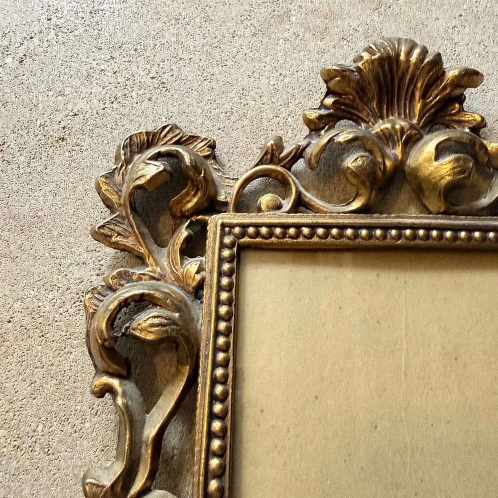 Vintage Picture Frame Victorian Gold‎ Baroque Rococo Brass Gilt Metal Scrollwork